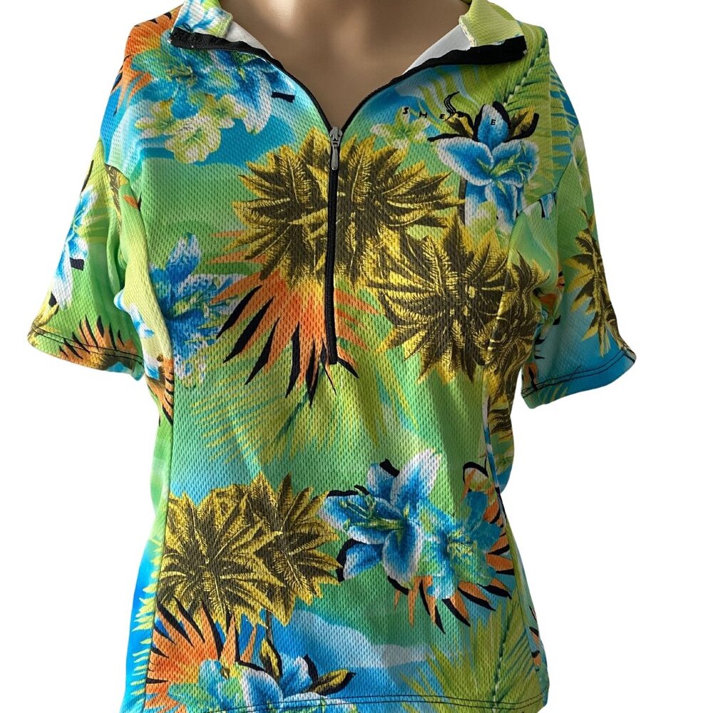 She Beest Tropical Half-Zip Size M Cycling Jersey